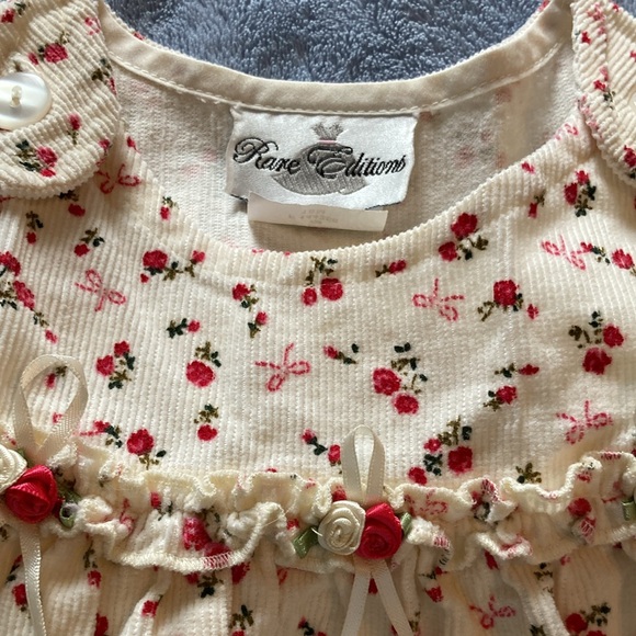 Rare Editions Cream and Red Floral Kids Dress - Picture 3 of 4